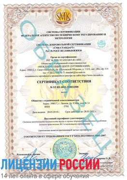 Образец сертификата соответствия Электрогорск Сертификат OHSAS 18001